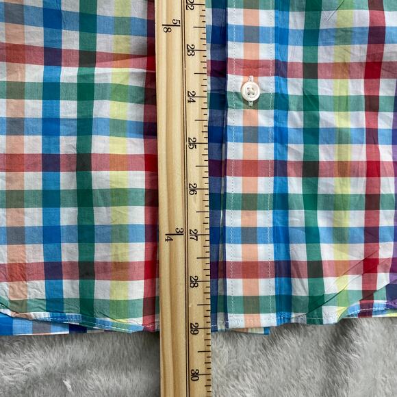 J. CREW Rainbow Plaid Shirt Men L Slim Fit Button Up Long Sleeve Light Weight - Picture 9 of 10
